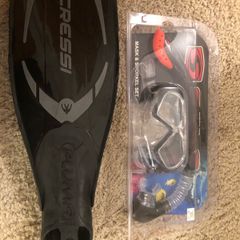 Flippers, snorkel and mask