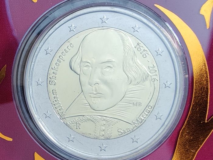 San Marino 2 Euro Brilliant Uncirculated Coin 2016 - Shakespeare