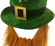 NEW SALE | Adult Deluxe Green Leprechaun Top Hat with Ginger Beard St Patrick's Day Accessories Velvet Hat One Size Irish Fancy Dress Costume Accessory