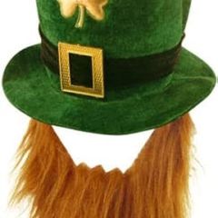 NEW SALE | Adult Deluxe Green Leprechaun Top Hat with Ginger Beard St Patrick's Day Accessories Velvet Hat One Size Irish Fancy Dress Costume Accessory
