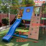 Wooden Playhouse with slide & swings Image 2