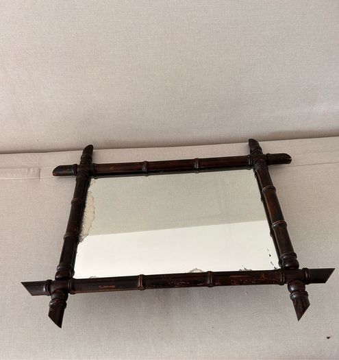 Vintage French Faux Bamboo Wall Mirror