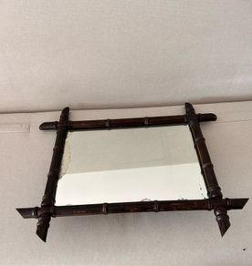 Vintage French Faux Bamboo Wall Mirror