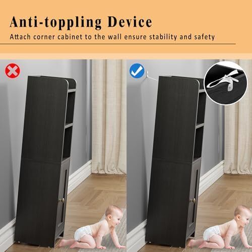 Small Bathroom Floor Cabinet, Freestanding Bathroom Organizer for Small Spaces