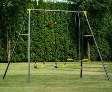 Double Swing Set with Glider | Two Swing Seats & Glide Ride | Steel Frame | 3-10 Years | Suitable for up to 4 Children