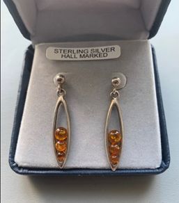 Silver Amber Earring
