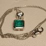 Emeraldine Quartz and Real Moissanite Pendant and Chain Image 7