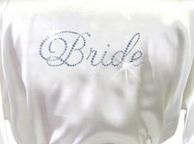 main image for ad Satin Silk Long Robe Personalised Crystal Bride Bridesmaid Wedding Bridal Party With Rhinestones