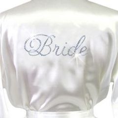 Satin Silk Long Robe Personalised Crystal Bride Bridesmaid Wedding Bridal Party With Rhinestones