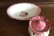 Vintage Staffordshire pink Soap dish and pot pourri pot