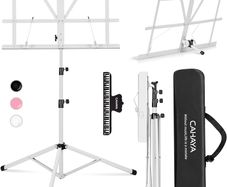 Sheet Music Stand Metal Portable with Carrying Bag, Sheet Music Folder, Projector Stand, Portable Podium Stand, Laptop Stand Pink