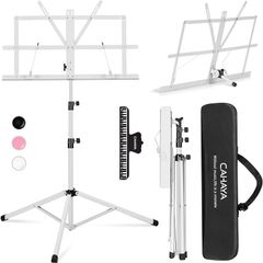 Sheet Music Stand Metal Portable with Carrying Bag, Sheet Music Folder, Projector Stand, Portable Podium Stand, Laptop Stand Pink