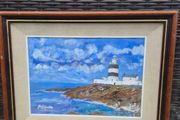 Original Signed Oil Painting Hook Lighthouse Wexford Coastal Scene 48 x 38 cm