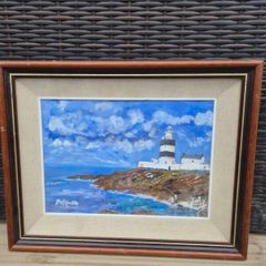 Original Signed Oil Painting Hook Lighthouse Wexford Coastal Scene 48 x 38 cm