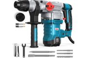 ENEACRO SDS-Plus Hammer Drill, 1500 W 6 Joule Demolition Hammer 6 Variable Speed 0-920 rpm with 4 Functions, Anti-Vibration Handle