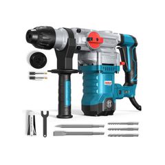 ENEACRO SDS-Plus Hammer Drill, 1500 W 6 Joule Demolition Hammer 6 Variable Speed 0-920 rpm with 4 Functions, Anti-Vibration Handle