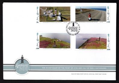2018 Isle of Man Bicentenary of Point of Ayre and Calf of Man Lighthouses Commemorative Stamps First Day Cover (FDC)