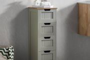 Bathroom 4 Drawer Floor Standing Cabinet Unit Storage Wood, Grey &amp; Oak