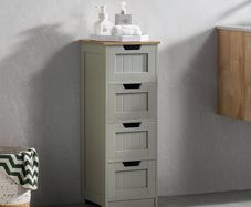 Bathroom 4 Drawer Floor Standing Cabinet Unit Storage Wood, Grey & Oak