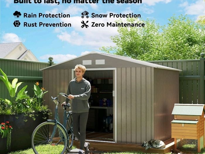 new 9 x 6ft Garden Metal Storage Shed. Outdoor Storage Tool House with Vents,