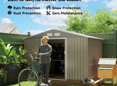 new 9 x 6ft Garden Metal Storage Shed. Outdoor Storage Tool House with Vents,