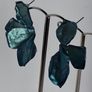 Iridescent Metallic Teal Irregular Petal Earrings Image 2