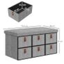 Shoe Storage Bench with Cushion and 6 Fabric Drawers for Entryway Image 2