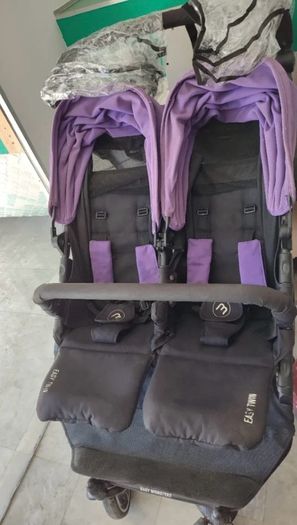 Baby Monsters Easy Twin 3S Double Pram + 2 Footmuffs and 2 raincovers