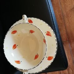 Art deco Crown Ducal soup bowl set