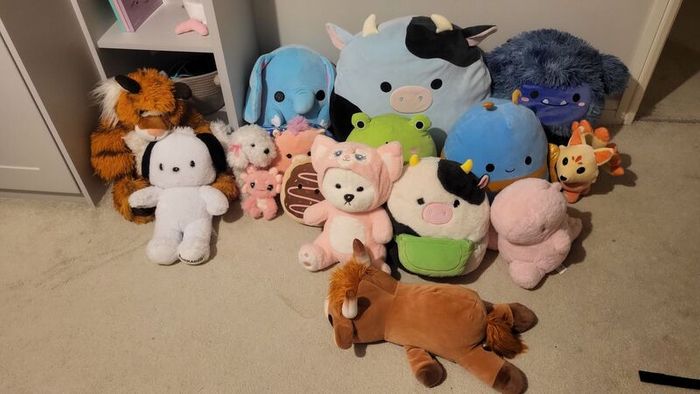 kids squishmallows,snackles build a bears and more