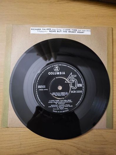Richard Tauber I Love Thee Ich Liebe Dich None But The Weary Heart 7 inch Single Columbia SCD 2235