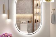 Oval Bathroom Mirror with LED Lights 500x800mm, Bluetooth Led Mirror Bathroom