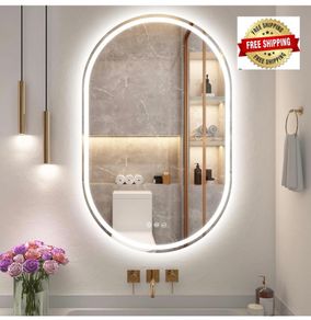 Oval Bathroom Mirror with LED Lights 500x800mm, Bluetooth Led Mirror Bathroom