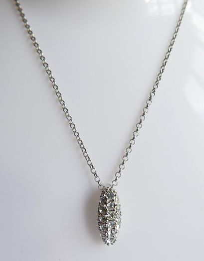 Vintage 925 Sterling Silver Necklace with Crystal-Embellished Pendant