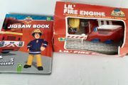 Vintage fire engine with play people and fireman Sam jigsaws