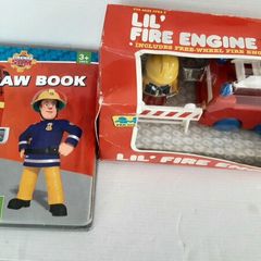 Vintage fire engine with play people and fireman Sam jigsaws