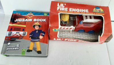 Vintage fire engine with play people and fireman Sam jigsaws
