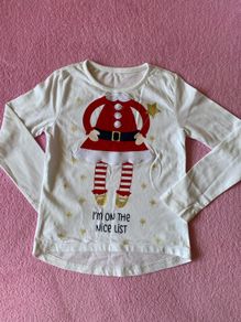 White Christmas Santa Long Sleeve Top Dunnes Store