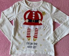 White Christmas Santa Long Sleeve Top Dunnes Store