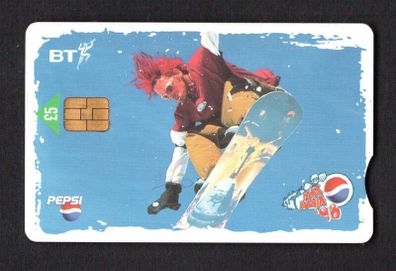 2000 Great Britain UK5 Pepsi Extreme Sports - Snowboarding and Buy a National Express - ticket (Siemens - S37) Phone Card