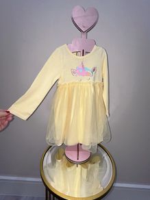 Baby Girls Yellow Long Sleeved Unicorn Tutu Dress