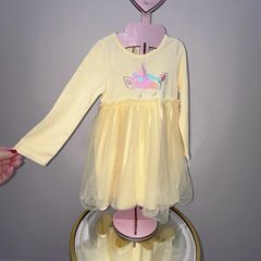 Baby Girls Yellow Long Sleeved Unicorn Tutu Dress