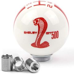 Dreamseek for Ford Mustang Car Gear Shift Knob 5 Speed Cobra Logo Manual Handle Ball (Red)