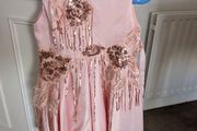 Girls Sleeveless Pink Satin Formal Party Dress