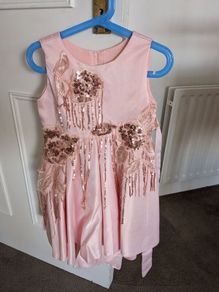 Girls Sleeveless Pink Satin Formal Party Dress