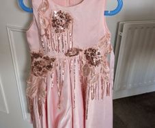Girls Sleeveless Pink Satin Formal Party Dress