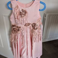 Girls Sleeveless Pink Satin Formal Party Dress
