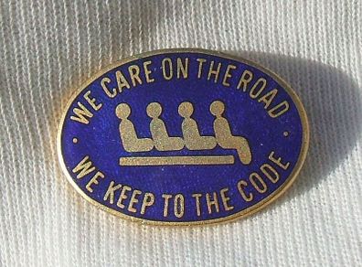 Bus driver's road safety award badge - We care on the road We keep to the code (1980s)
