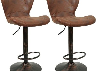 Set of two Bar Stools, Faux Leather Bar Stool, Vintage Bar