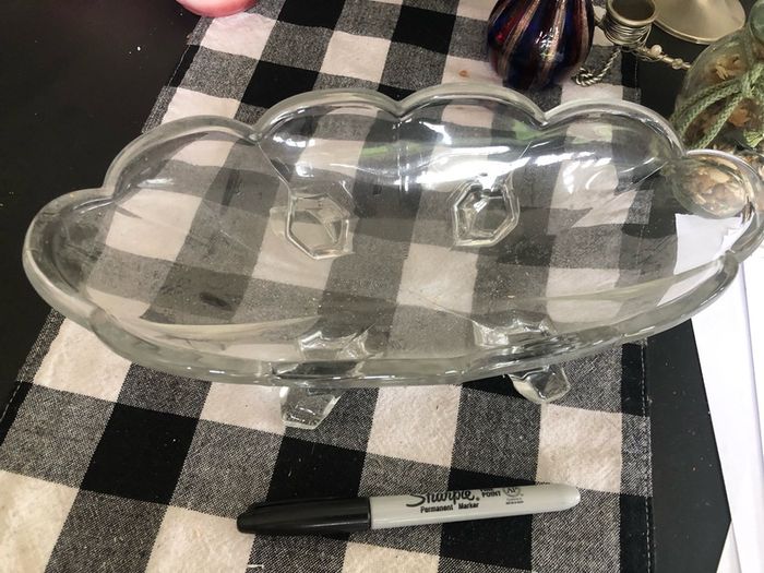Vintage Art Deco Oval Bowl with Legs